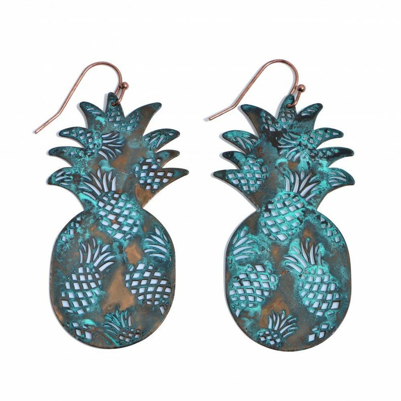 Metal filigree pineapple earrings