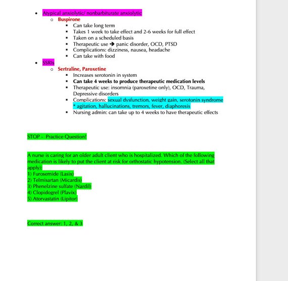 Ati Pharmacology Study Guide Etsy