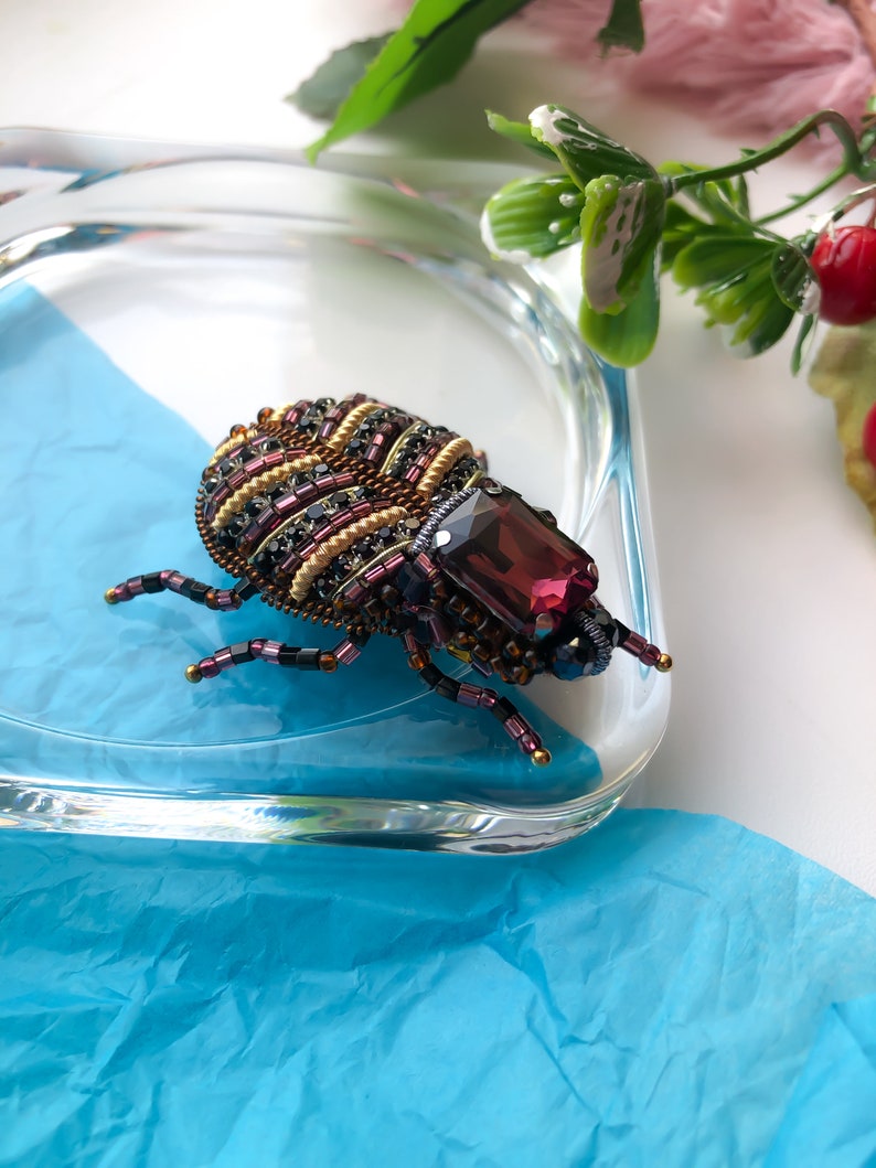 Insect Pin Bug Brooch Scarab Brooch Dung Beetle Brooch Bug Jewelry Beaded insect Insect Brooch Cockroach Brooch Embroidered Insect