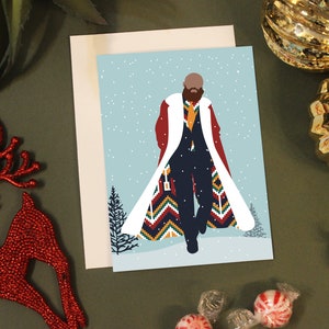 Biglietto di Natale multiculturale/ Mr Claus nero, Stagione festiva, Biglietti diversi, Buon Natale, Amore nero, Famiglia mista, Sanaa Giftshop