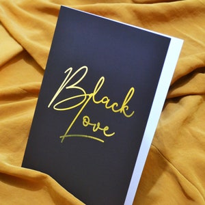Schwarz und Gold Black Love Grußkarte, Samtoberfläche, schwarze Exzellenz