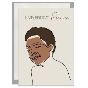 Tarjeta de felicitación de feliz cumpleaños, príncipe, alegría de niño negro, excelencia negra, cumpleañero, regalo para él, hijo, bebé varón