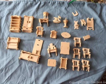 Wood Doll House Furniture Lot -- Unfinished