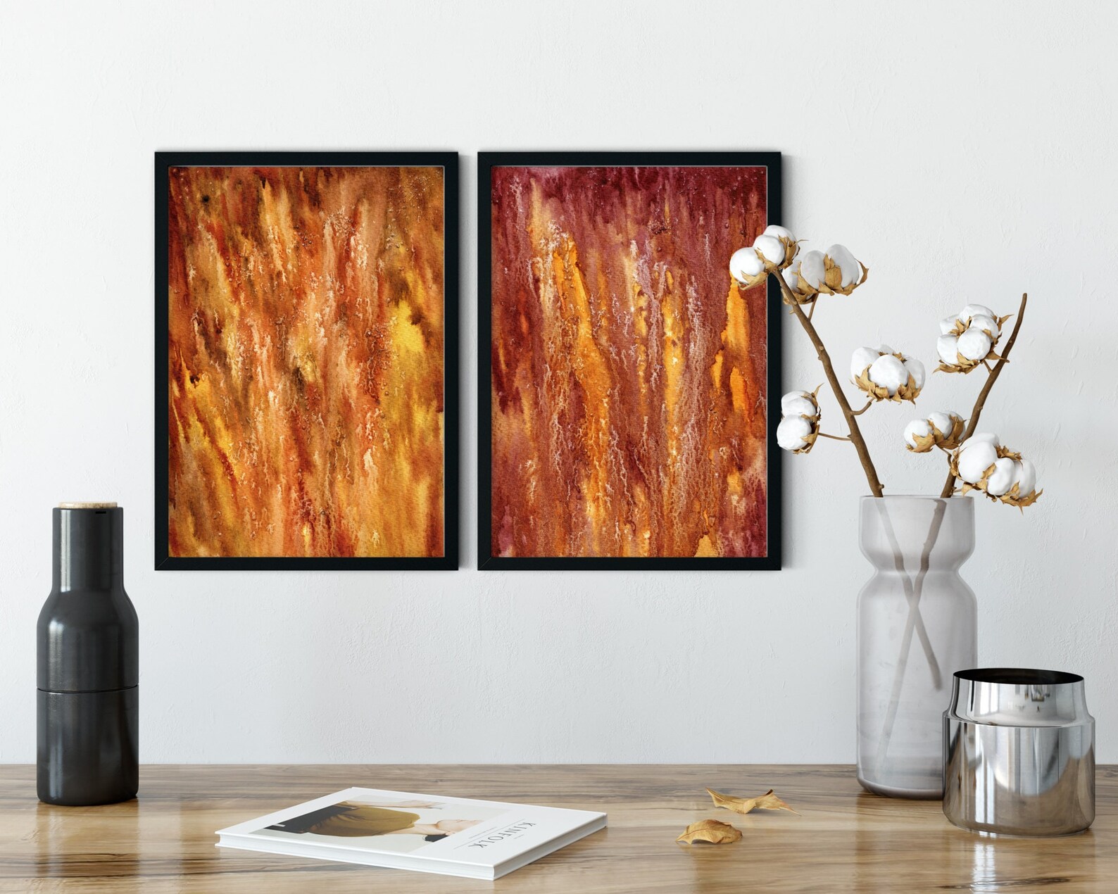 Watercolor texture wall art Burnt orange watercolor abstract Etsy