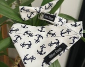 Dog collar, handmade, fun design anchors, sailor, sea theme