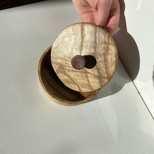 Butternut Wooden Jewelry Dish - Wood Ring Display - Hand Made Holiday Present - Hand Turned Wooden Lidded Box