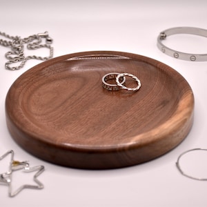 Ring Dish - Walnut Wood Ring Dish - Hand Turned Walnut Earring Organizer - Ring Dish Engagement  - Trinket Tray - Wood Pinchbowl