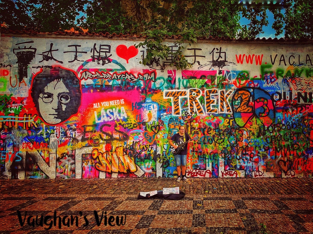 John Lennon Wallpragueczech Republicthe Beatleswall Artwall Decorphotographic Print