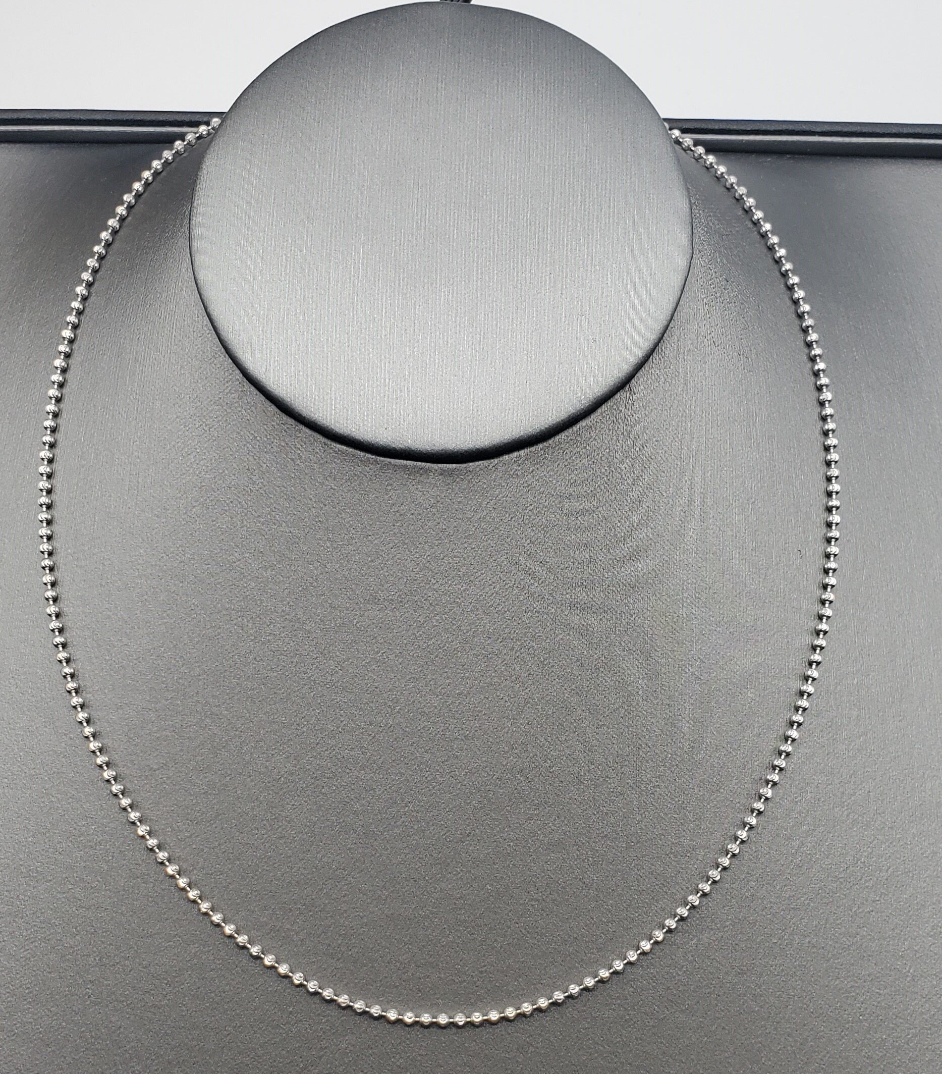 14K Solid Yellow/White Gold Diamond Cut Ball Chain Necklace Etsy