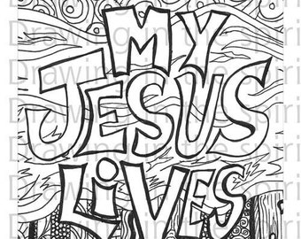 Print at Home Coloring Pages My Jesus Lives - Six 8.5x11 Bible Verse Coloring Pages Christian Scripture Quote