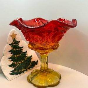 Vintage L.E. Smith Amberina Glass compote