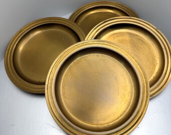 Pottery Barn Set of 4 | Gold Metal Plates | Antiqued Brass Tone Underplates | Elegant Holiday Table Decor