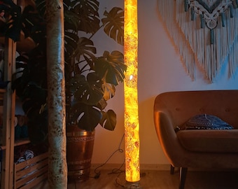 Big Floor lamp made of Poplar Burl Veneer in organic boho style lamp, Handmade lamp - floor lamp - Boho decoration - wood decoration diy