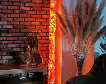 Beautiful Floor lamp made of unique Poplar Burl Veneer - Boho style lamp made of natural wood 160 cm