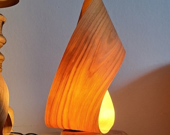 Wooden table lamp, Veneer lamp, Mobius lamp, natural lighting, warm light - boho decoration - wood decoration