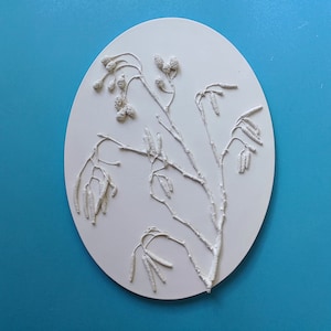 Plaster wall art Bas relief Botanical wall art Modern wall art 3d wall art Nature wall art Minimalist wall art Oval painting Apartment decor