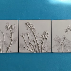 Plaster wall art contemporary art Gallery wall set 3 piece wall art Bas relief trendy wall art Nature art apartment decor Plaster decor
