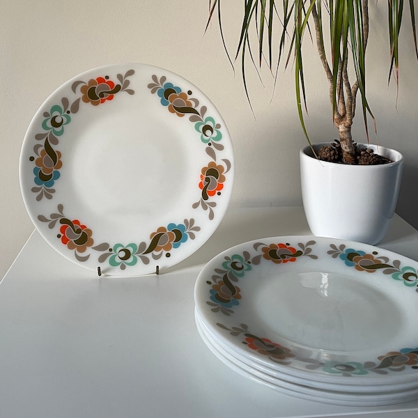 Vintage JAJ Pyrex Plates / Vintage Set of 5 Carnaby Tempo Plates / Vintage Large Dinner Plates / Vintage Homeware / Vintage Kitchenware