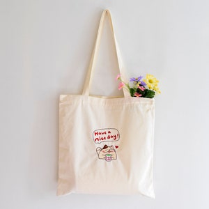 Jancat Personalized Embroidered Canvas Tote Bag - Long Sleeves with Zipper - 2 Sides Stitched Eco Friendly Canvas Bag - Zero Waste Gifts