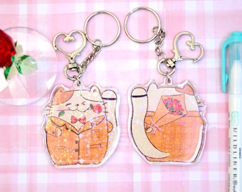 Jancat Acrylic Keychain - B-Grade - Holographic Double Sides Acrylic Keychain - Charming Little Cat - Original Illustration - Acrylic Charm