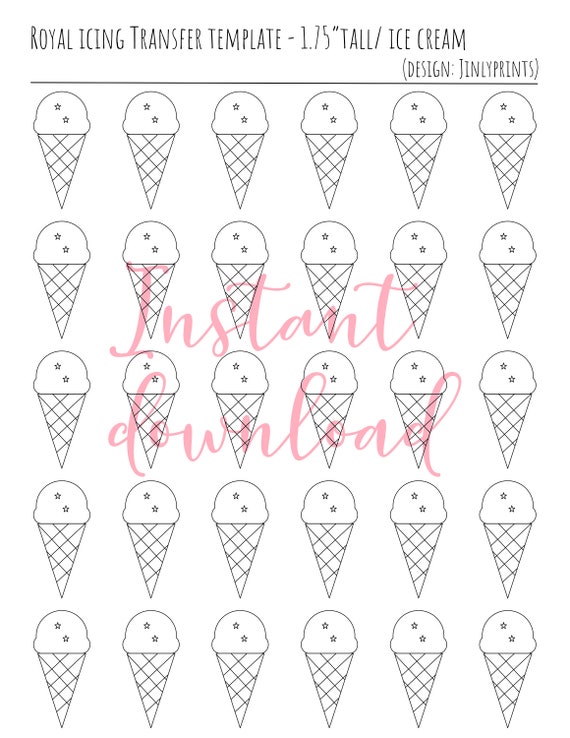 Ice Cream Royal Icing Transfer Template INSTANT DOWNLOAD Etsy