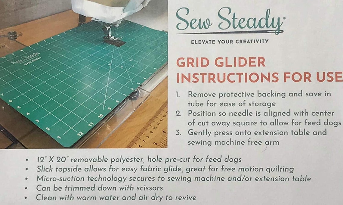 Sew Steady Free Motion Quilting Slider Mat Grid Marked Etsy