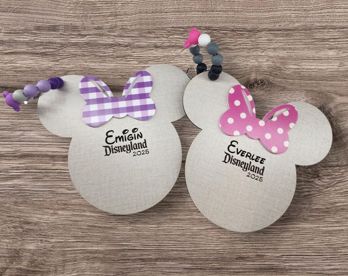 Mouse Ears Autograph Board with Silicone Bead Keyring Personalized