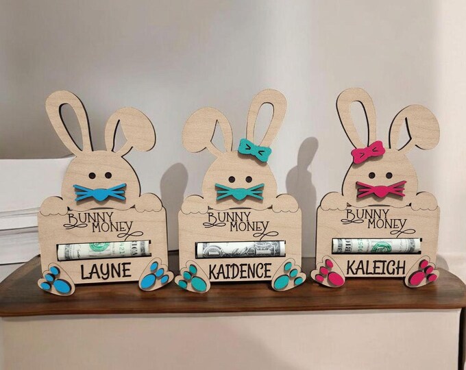 Bunny Money - Cute Easter Gift Wood Card Money Holder