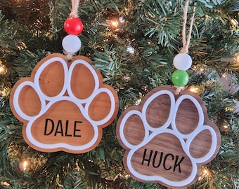Personalized Paw Print Ornament - Laser Engraved