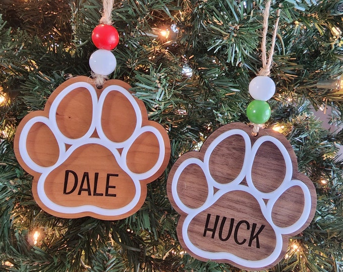 Personalized Paw Print Ornament - Laser Engraved
