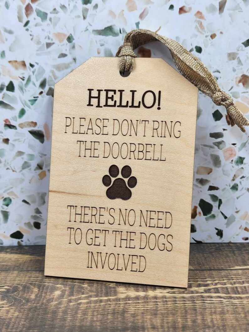 Doorbell Sign Tag Please Don't Ring the Doorbell Dog Etsy