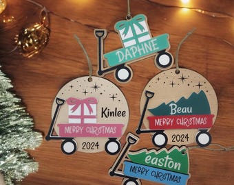Personalized Christmas Ornament - Wagon - for Babies and Kids of All Ages