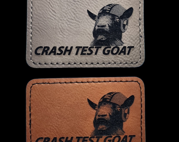 Leather Patches 3"x2" Laser Engraved, Adhesive, Brown or Gray