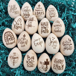 Laser Engraved 2" tall wood Easter eggs - table setting holiday decor