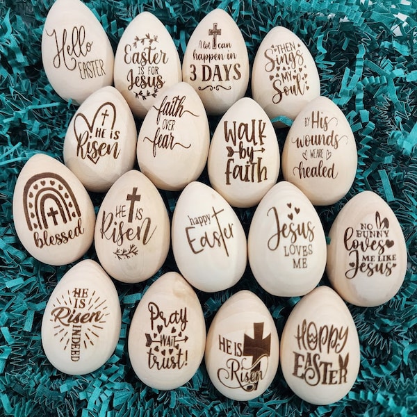 Laser Engraved 2" tall wood Easter eggs - table setting holiday decor