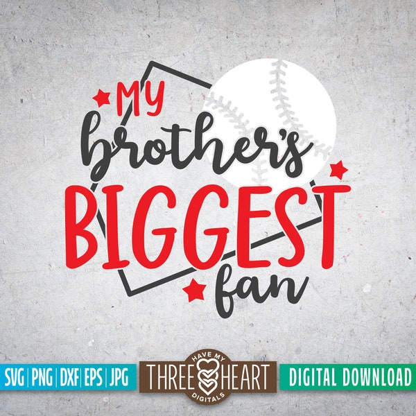 Baseball Brother SVG, il più grande file di taglio dei fan di mio fratello, il più grande fan di baseball SVG, PNG dei fan del fratello, Clipart di baseball