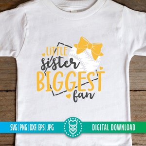 Baseball Sister SVG, Little Sister Biggest Fan Shirt, Home Plate SVG, Baseball Cut File, Sister PNG, Softball Clipart image 6