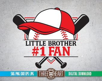 Little Brother Baseball SVG, Little Brother #1 Fan Shirt SVG, Baseball Cap Cut File, Softball Brother Fan, Baseball Brother PNG