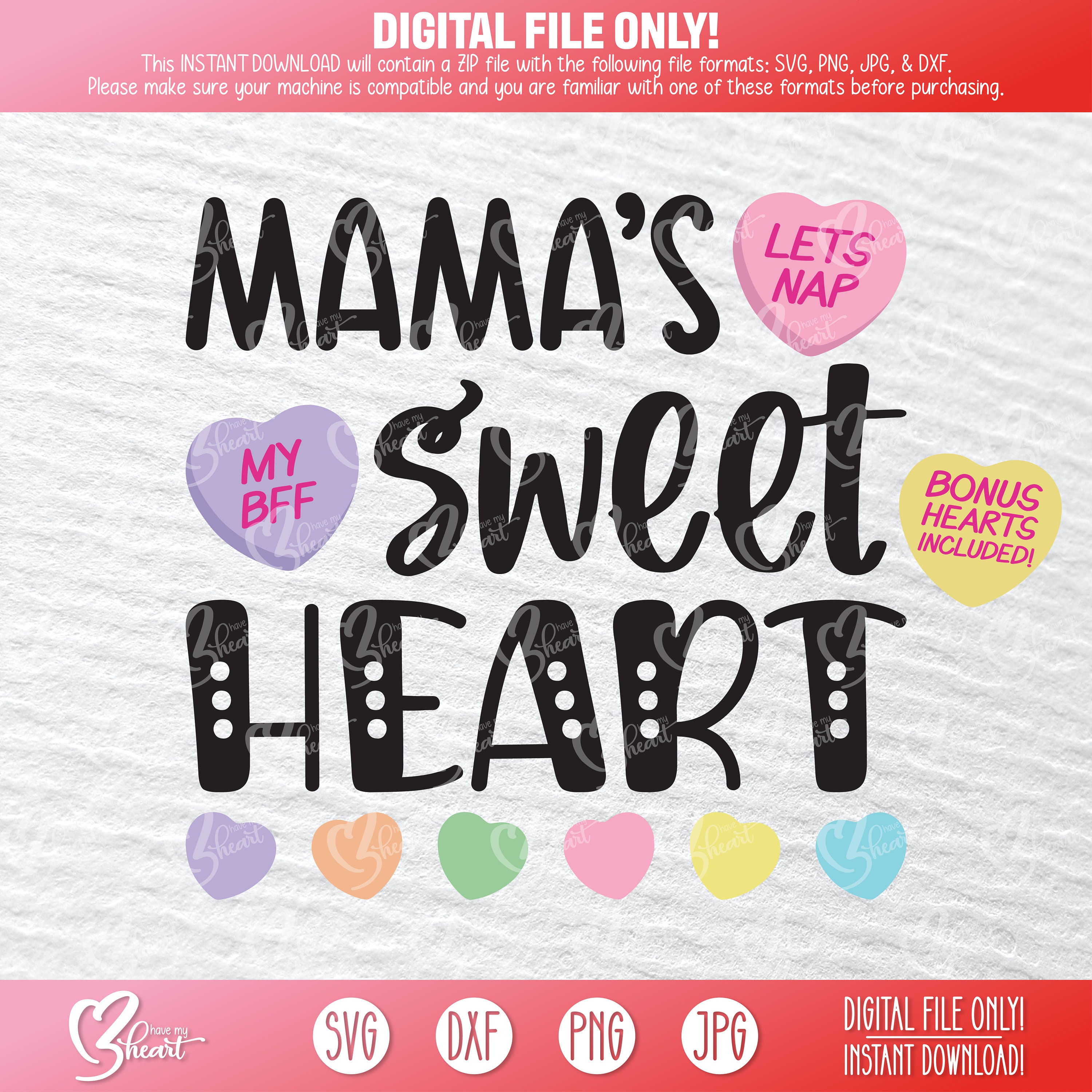 Download Sweetheart Conversation Heart SVG Girl's Valentine | Etsy