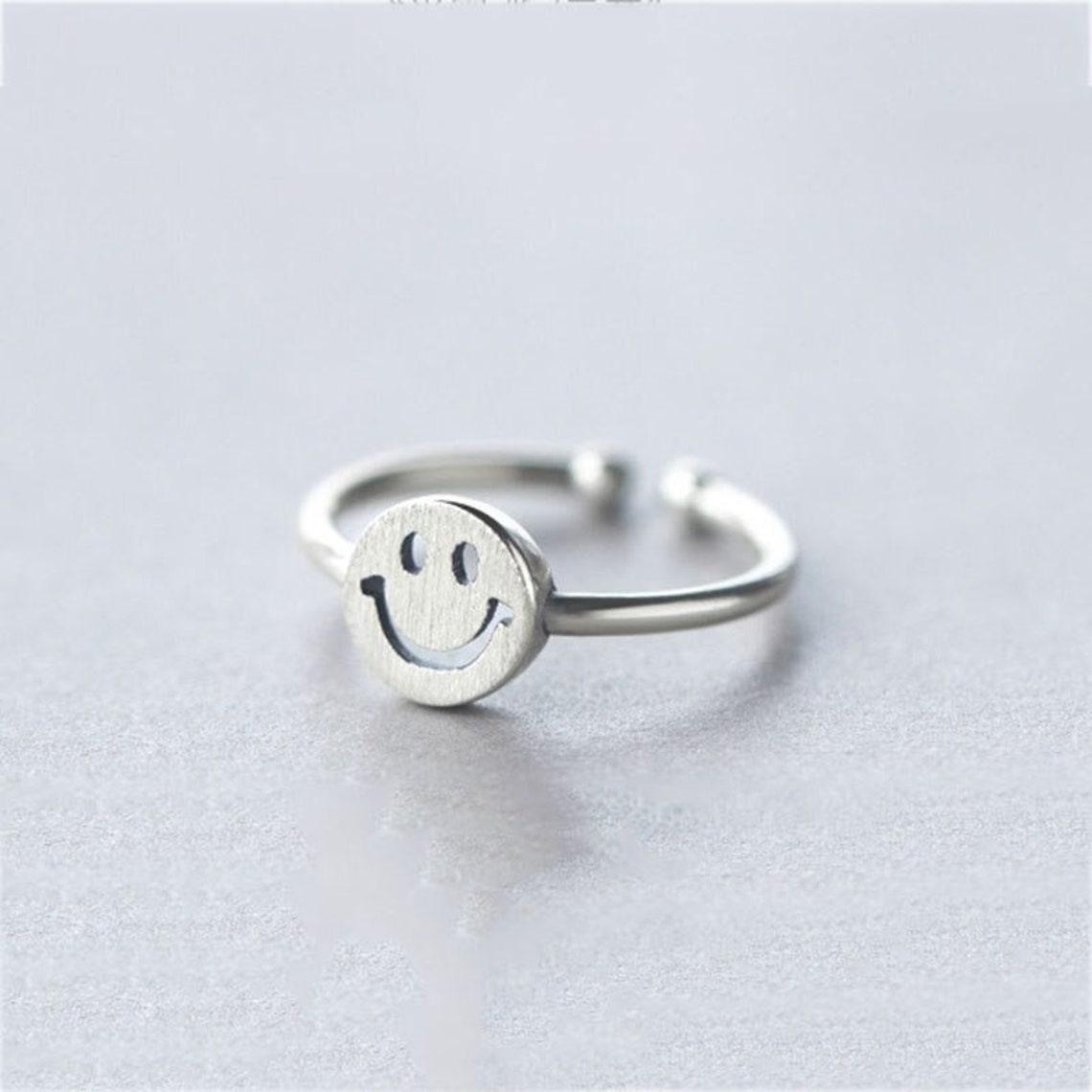 Smiley Face Ring Smiley Ring Minimalist Ring Silver Ring Etsy