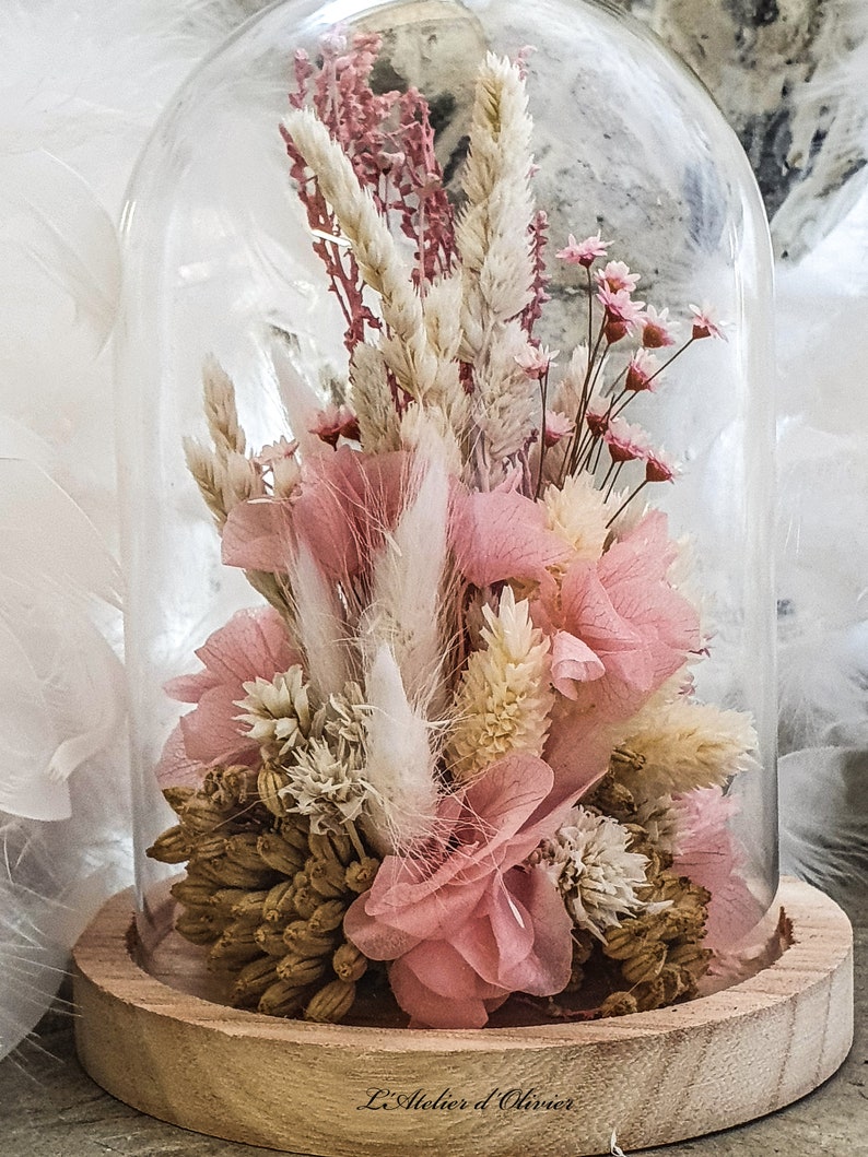 Composition de fleurs séchées sous cloche | Etsy