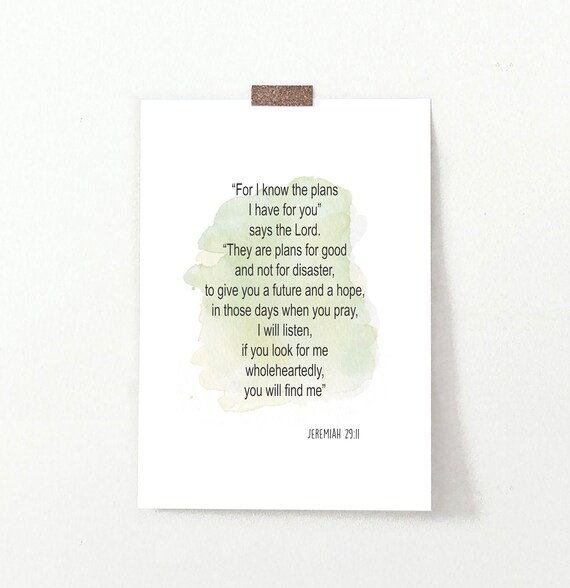Jeremiah 29v11 Bible Quote Digital Download Encouraging Etsy