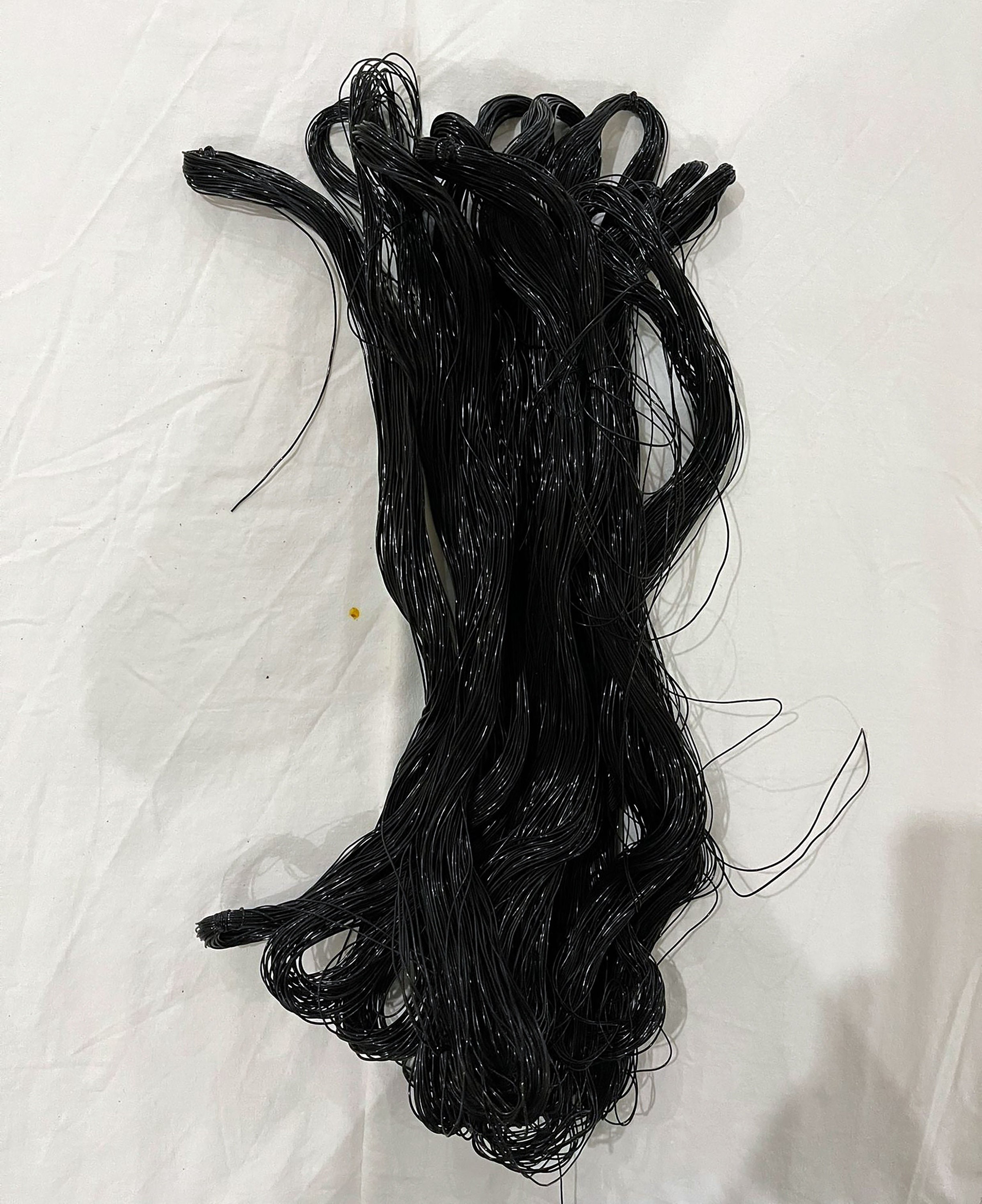 4 Pieces of African Rubber Hair Thread, Black Anango yarn, Fil Anango