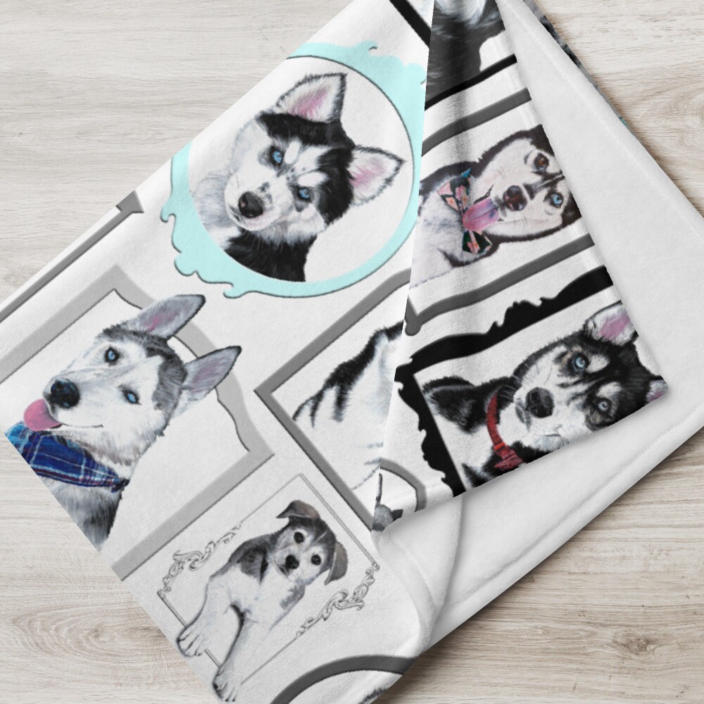 Siberian Husky Blanket/silky Soft Throw Blanket With Husky Faces/gift