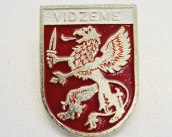 Vidzeme Pin - Wappen der Region Vidzeme in Lettland - Sowjetisch Vintage Vidzeme Pin Badge Made in UdSSR 1980