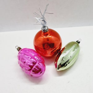 Vintage Christmas Ornaments - set of 3 Christmas ornaments Made in USSR in 1970s