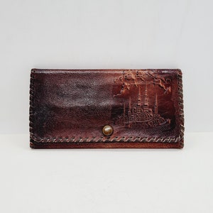 Vintage Latvian Leather Wallet made of tooled leather in 1980s