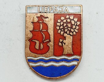 Liepaja Pin - Wappen der Region Liepaja in Lettland -Sowjetisches Vintage Liepaja Pin Abzeichen Made 1980 in der UdSSR