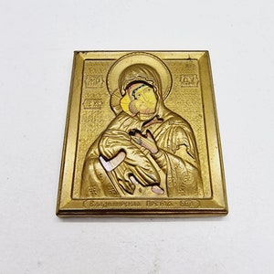 Vintage Russian Orthodox Icon of Vladimir Mother of God from 1990s