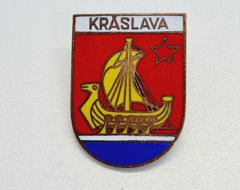 Kraslava Pin - Wappen der Stadt Kraslava in Lettland - Sowjetisch Vintage Kraslava Pin Badge Made in UdSSR 1980